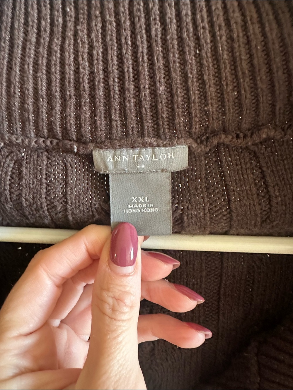 Ann Taylor Chocolate Cable Knit Button-Up Cardigan - Picture 4 of 6
